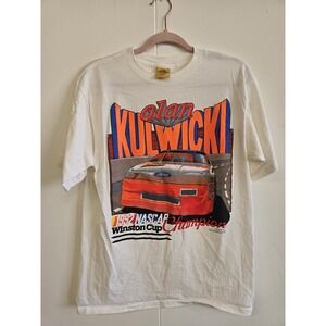 Vintage Alan Kulwicki Shirt Mens Large White 1992 NASCAR Champion Racing 90s